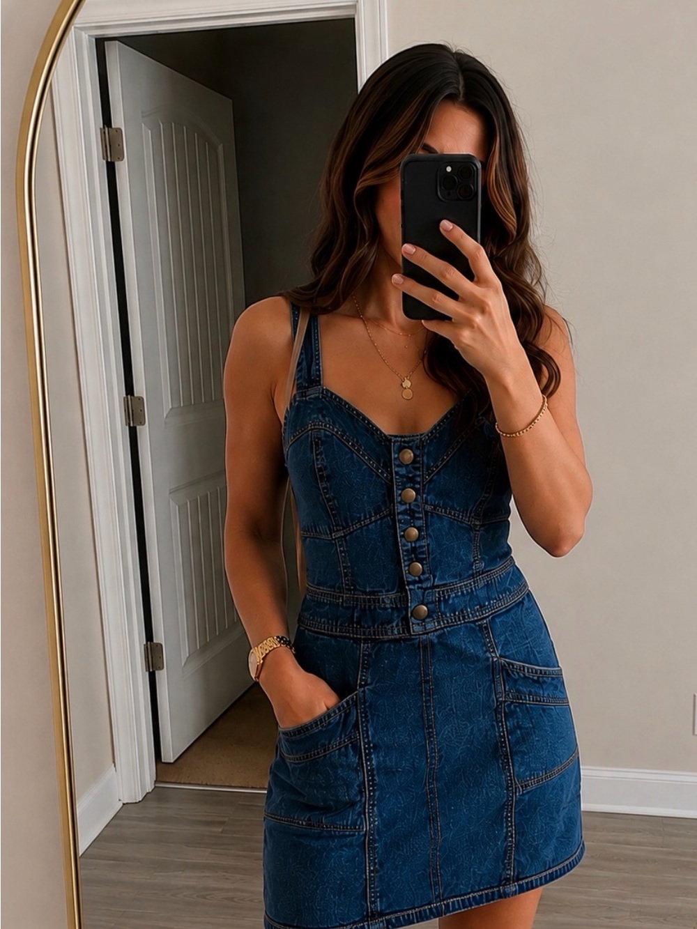 Women's Vintage Japna Denim Button-Front Mini Dress size Small
